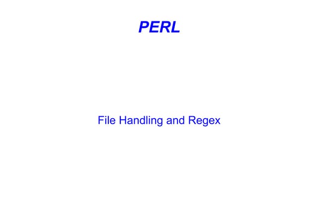 Perl File Handling and Regex