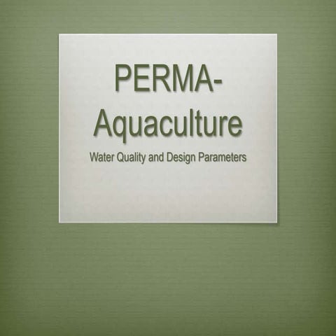 Perma aquaculture2- water quality and design parameters