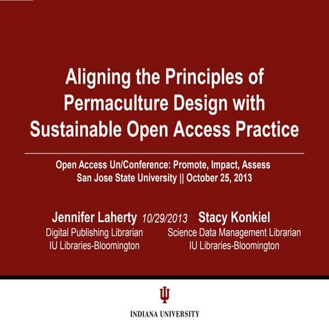 Aligning the Principles of Permaculture Design with Sustainable Open Access P...