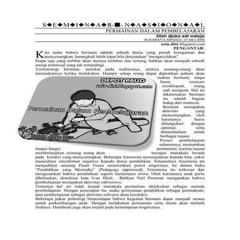 PERMAINAN DALAM PEMBELAJARAN