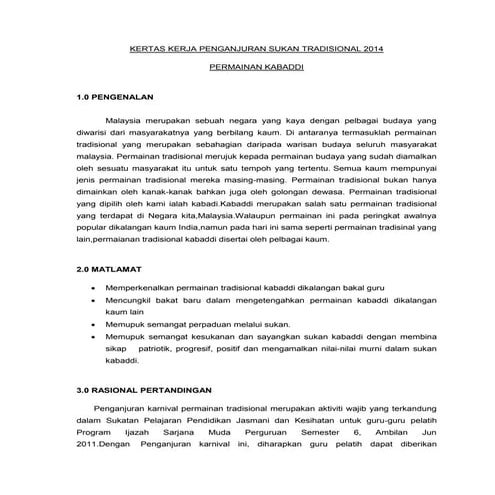 Permainan tradisional dan kertas kerja permainan kabaddi