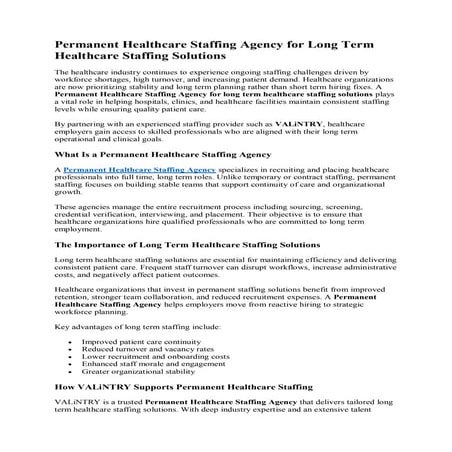 Permanent Healthcare Staffing Agency for Long Term Healthcare Staffing ...