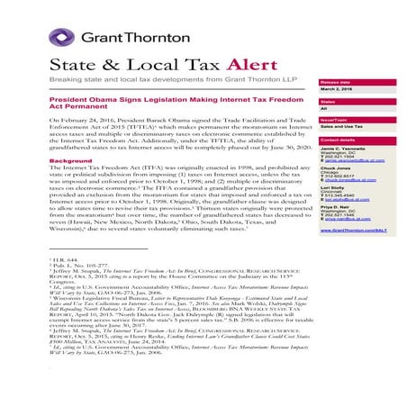 USA: President Obama Signs Legislation Making Internet Tax Freedom Act Permanent