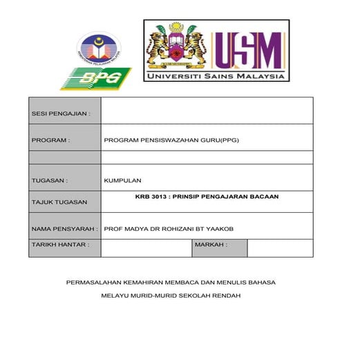 Permasalahan kemahiran membaca dan menulis bahasa