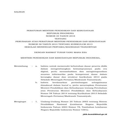 Permen 35 tahun 2018