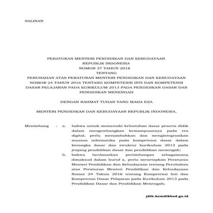 Permen 37 tahun 2018