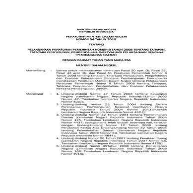 Permen 54 tahun 2010