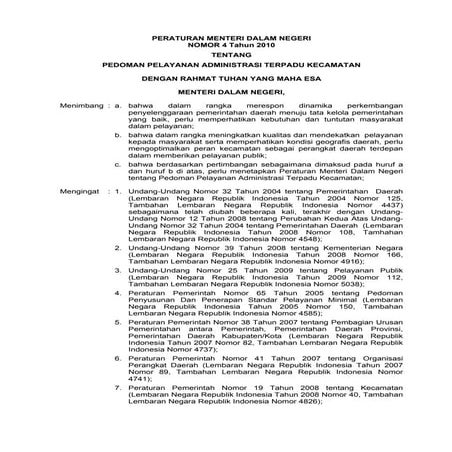 Permendagri no.4 tahun2010