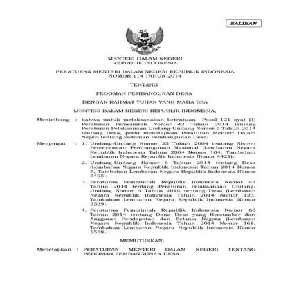 Permendagri no 114_tahun_2014