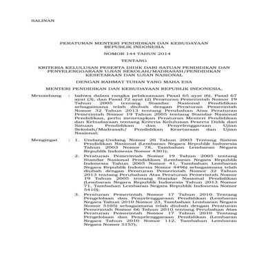 Permendikbud no-144-tahun-2014