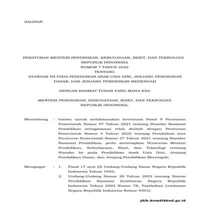 Permendikbudristek Nomor 7 Tahun 2022 Tentang Standar Isi.pdf