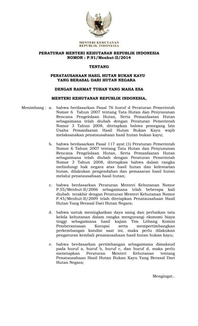 Permenhut No 54 Th 2014 Ttg Kompetensi Dan Sertifikasi Tenaga Teknis