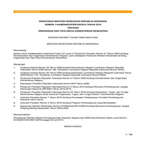 Permen kes 1144_menkesperviii2010_2010