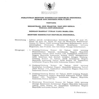 Permenkes No. 889 Tahun 2011 Tentan...
