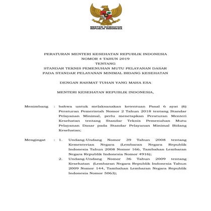 Permenkes nomor 4 tahun 2019