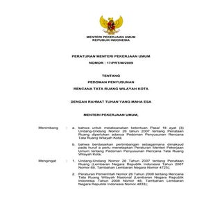 Permen pu 17 2009 ttg pedoman penyu...