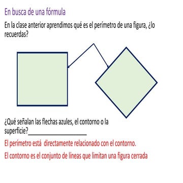 PERÍMETRO Y ÁREA De las figuras rectangulares para cuarto grado