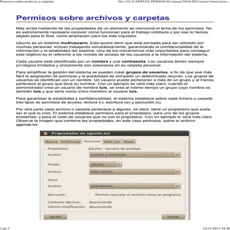 Permisos archivos y carpetas