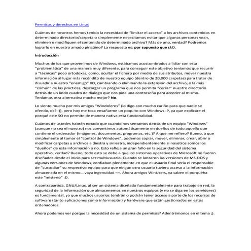 Permisos y derechos en linux