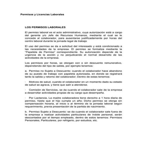 Permisos y licencias laborales