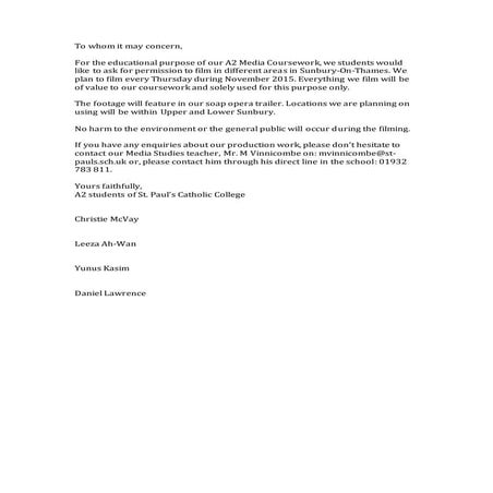 Permission letter   sunbury council