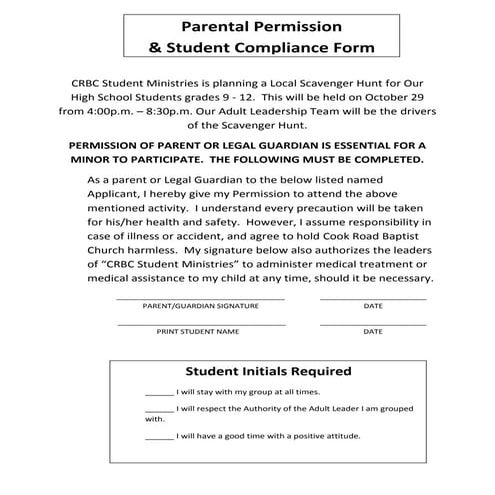 Permission slip