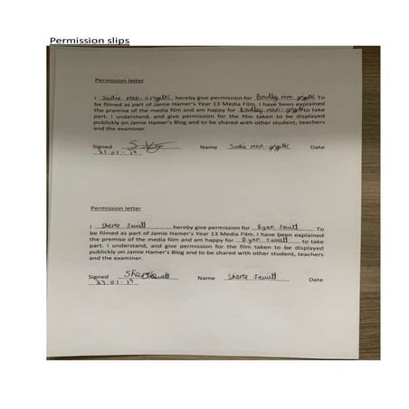 Permission slips unit 17