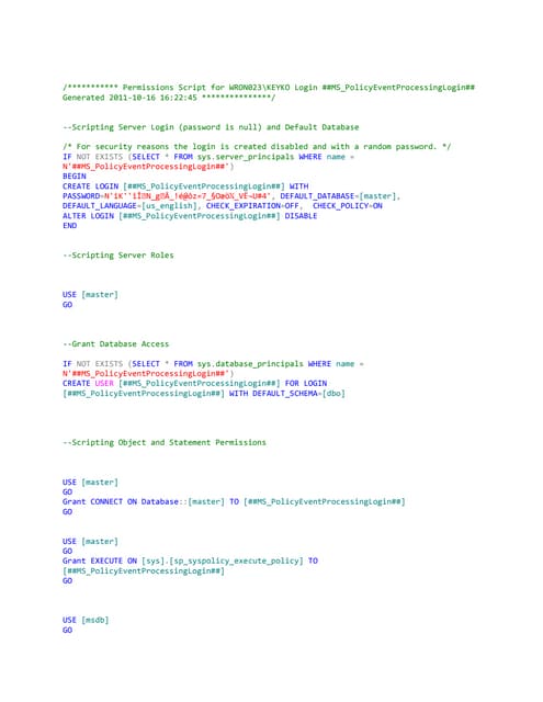 Permissions script for SQL Permissions