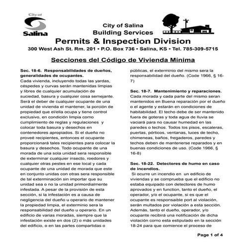 City of Salina Booklet - Permits and Inspection (Spanish) | PDF