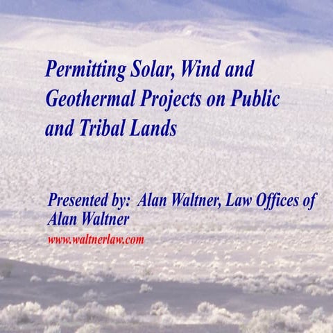 Permitting Solar, Wind And Geothermal Projects On Public And Tribal Lands