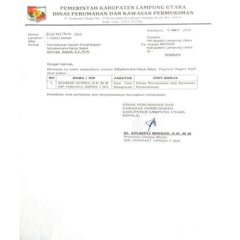 Permohonan usulan satyalancana PNS 