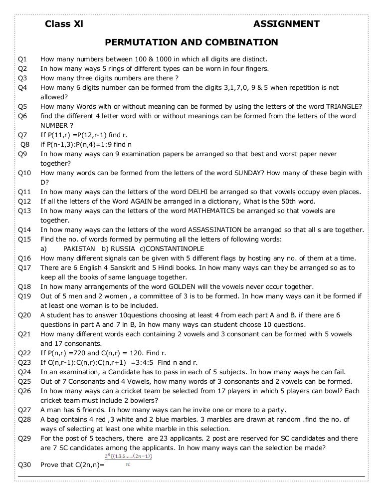 Permutation and combination