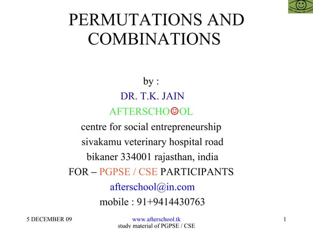 Permutations and combinations