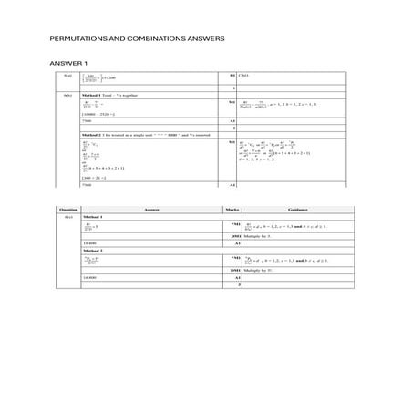AS LEVEL Permutations and Combinations Questions | PDF