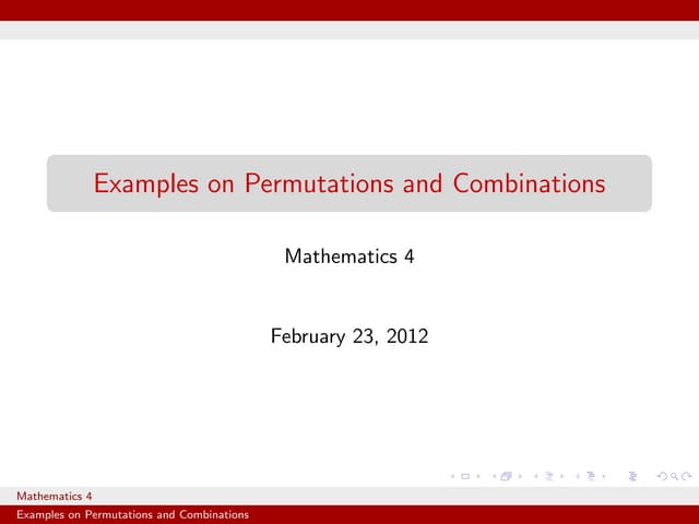 Permutations and combinations examples