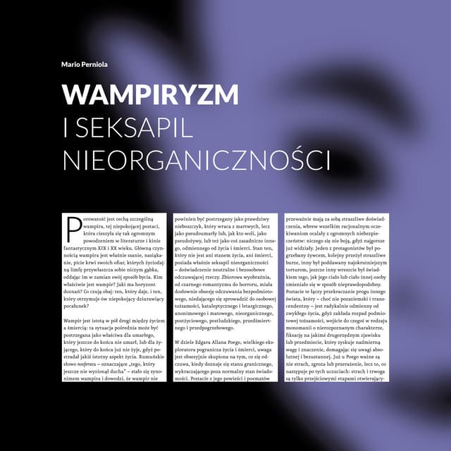 Mario Perniola, Wampiryzm i seksapil nieorganiczności