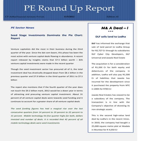 PE round up report  edition 41- 5 Nov 2012