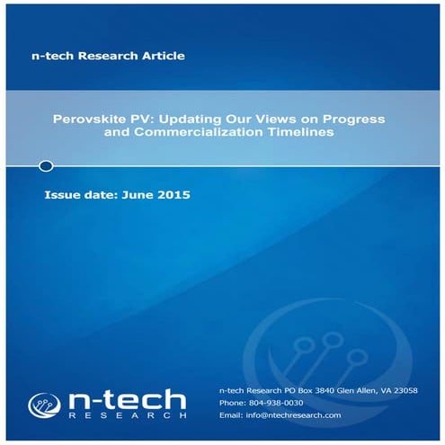 Perovskite PV: Updating Our Views on Progress and Commercialization Timelines