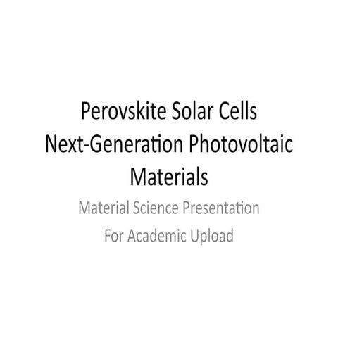 Perovskite solar cells | PPTX