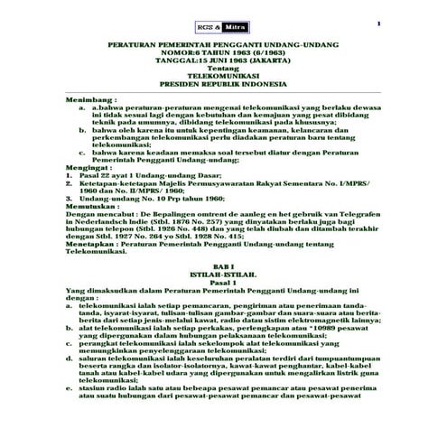 Uu 36 thn. 1999 ttg.telekomunikasi | PDF