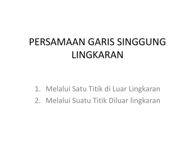 Persamaan garis singgung lingkaran