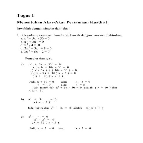 Persamaan kuadrat 1