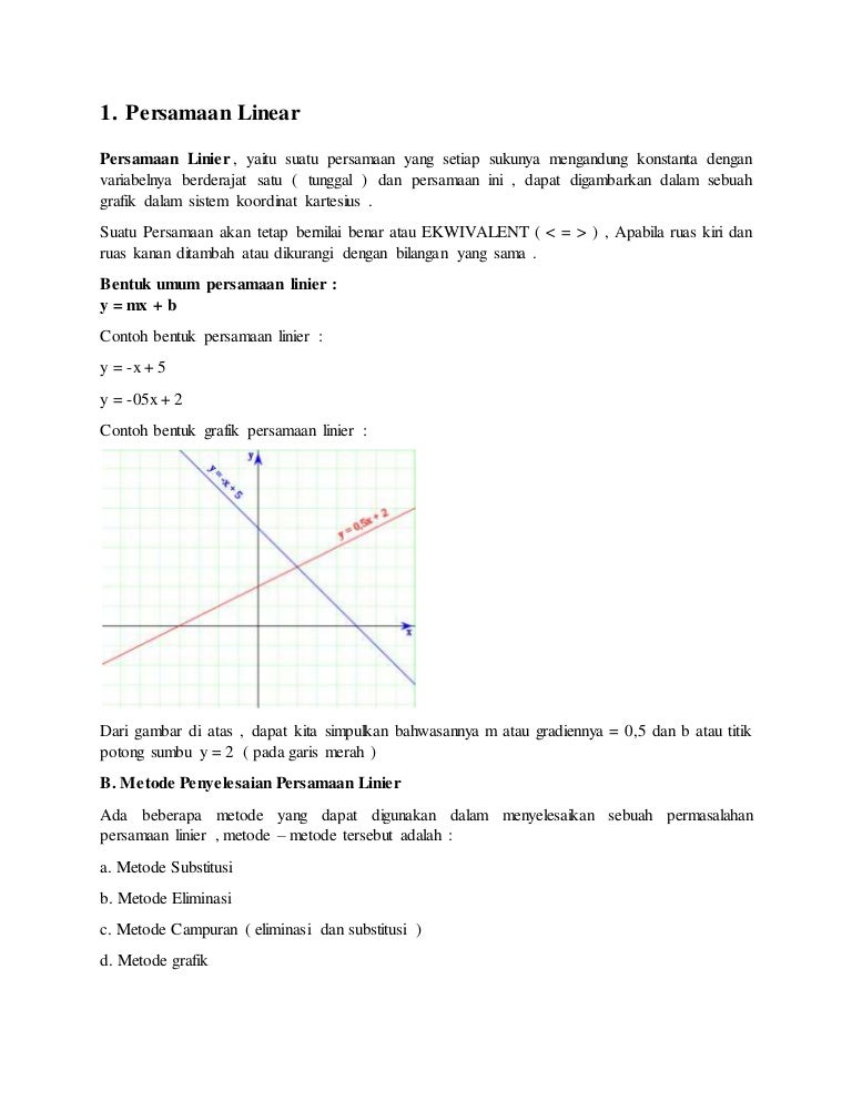Tugas Bahan Ajar Mk Matematika Persamaan Dan Fungsi Linear