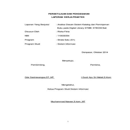 lembar pengesahan, kata pengantar, daftar isi, daftar gambar, daftar tabel la...
