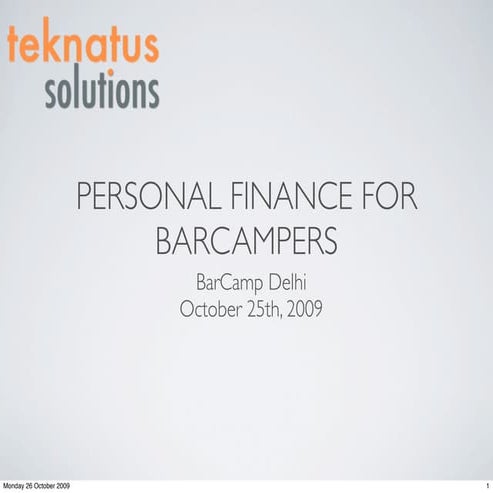 Personal Finance for Barcampers
