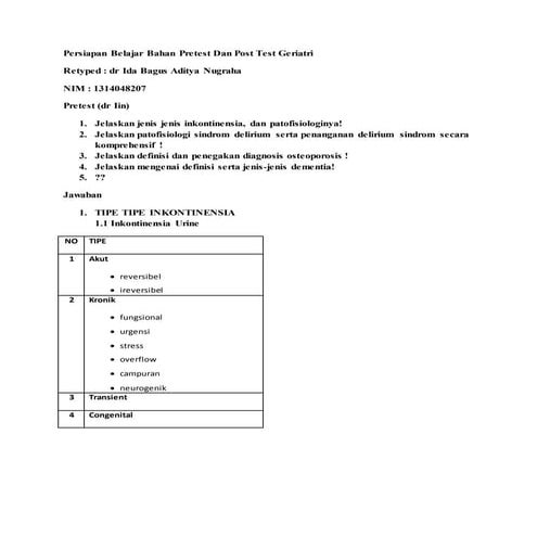 Persiapan belajar bahan pretest dan post test geriatri ib aditya ...