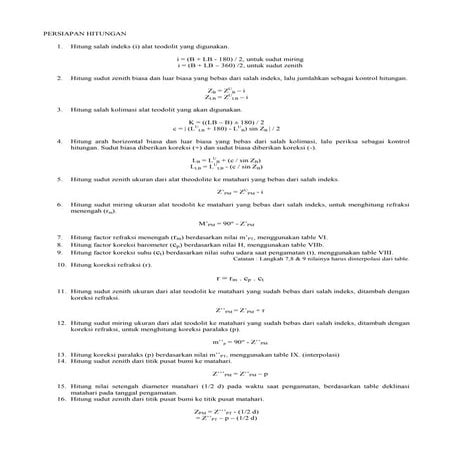 Persiapan hitungan azimuth matahari