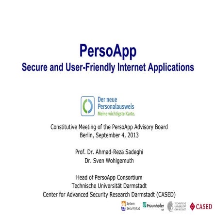 PersoApp - Secure and User-Friendly Internet Applications