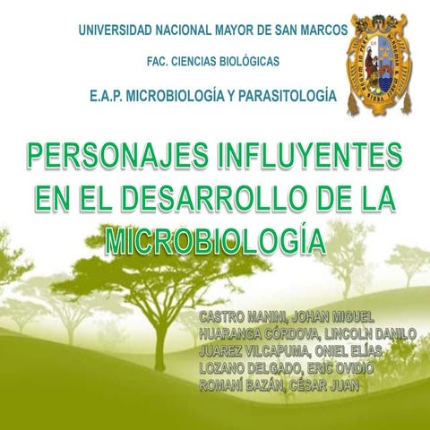 Personajes influyentes en el desarrollo de la Microbiología. Grupo 4