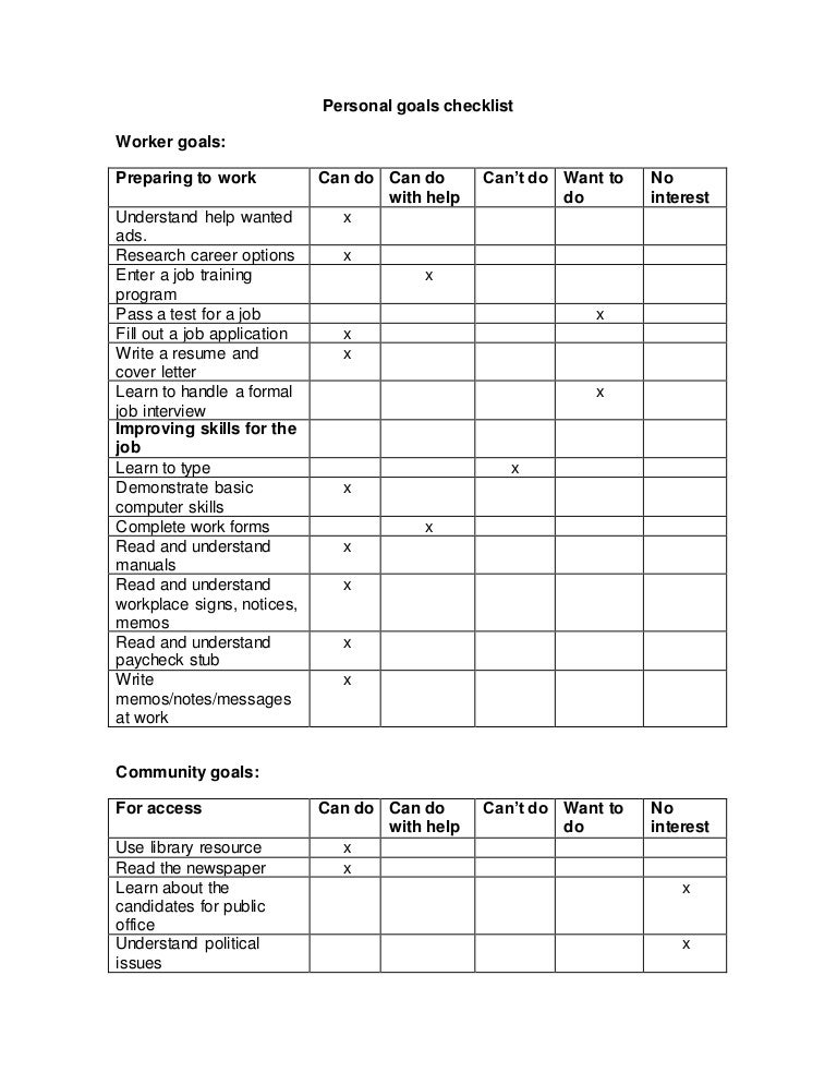 personal goals checklist personal finance checklist template